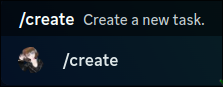 A discord slash command named Create, which takes no arguments